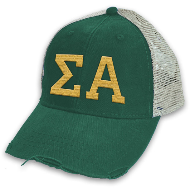 Sigma Alpha Distressed Trucker Hat