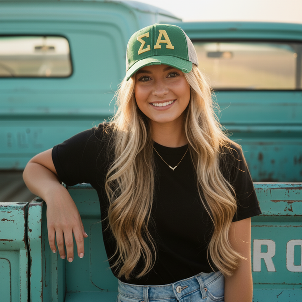 Sigma Alpha Distressed Trucker Hat