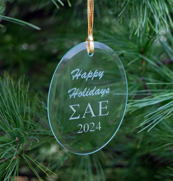 Sigma Alpha Epsilon Holiday Glass Oval Ornaments - 2026