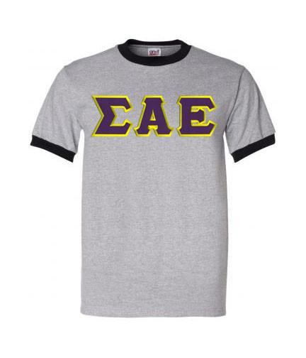 DISCOUNT- Sigma Alpha Epsilon Lettered Ringer Shirt 