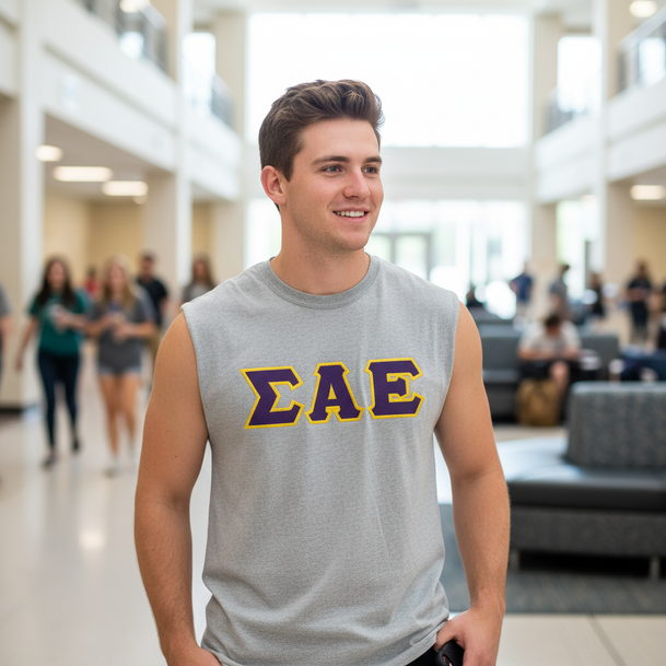 DISCOUNT- Sigma Alpha Epsilon Lettered Sleeveless Tee