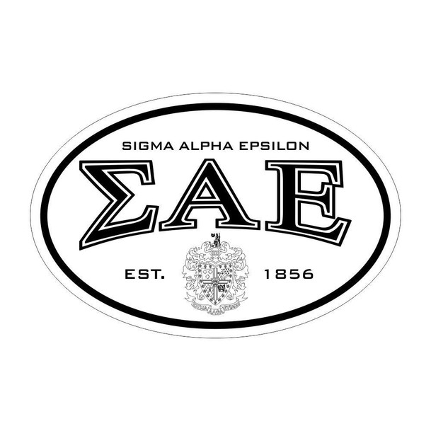  Sigma Alpha Epsilon Oval Crest - Shield Bumper Sticker - CLOSEOUT 