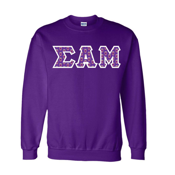 Sigma Alpha Mu Fraternity Crest - Shield Twill Letter Crewneck Sweatshirt