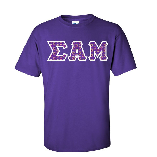 Sigma Alpha Mu Fraternity Crest - Shield Twill Letter Tee