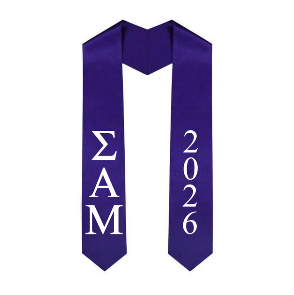 Sigma Alpha Mu Greek Lettered Graduation Sash Stole With Year - Best Value