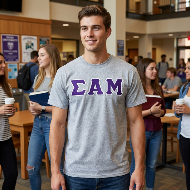 DISCOUNT- Sigma Alpha Mu Lettered V-Neck T-Shirt