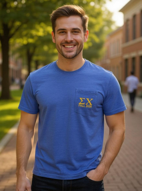 Sigma Chi Greek Letter Comfort Colors Pocket Tee