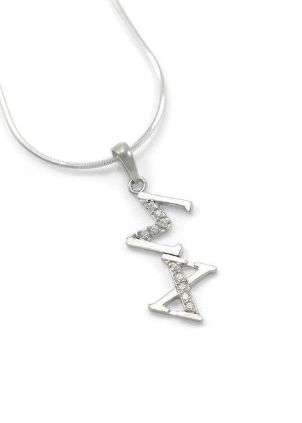 TCS Sigma Chi Sterling Silver Diagonal Lavaliere set with Lab-Created Diamonds 