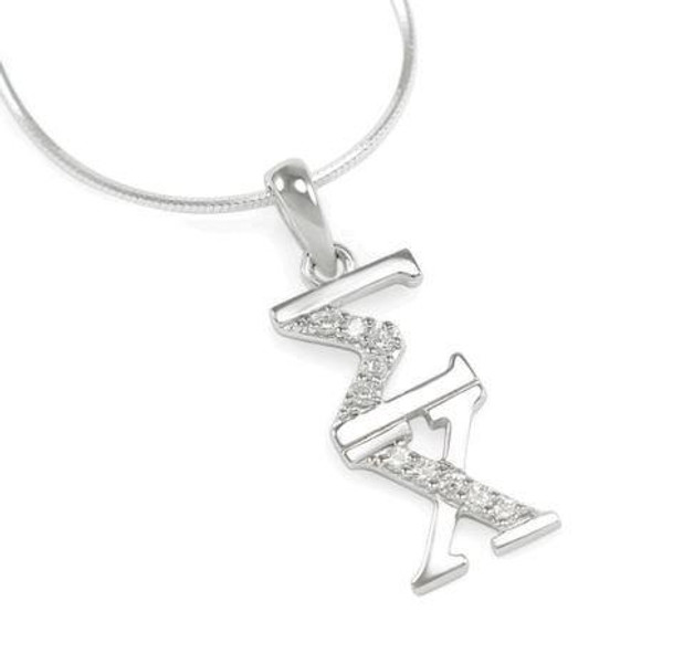 TCS Sigma Chi Sterling Silver Lavaliere set with Lab-Created Diamonds 