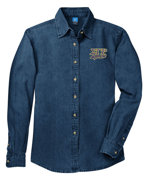 DISCOUNT-Sigma Gamma Rho Denim Shirt - Tail