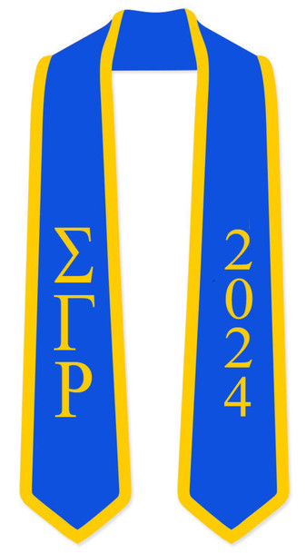 DISCOUNT-Sigma Gamma Rho Greek 2 Tone Lettered Graduation Sash Stole w/ Year