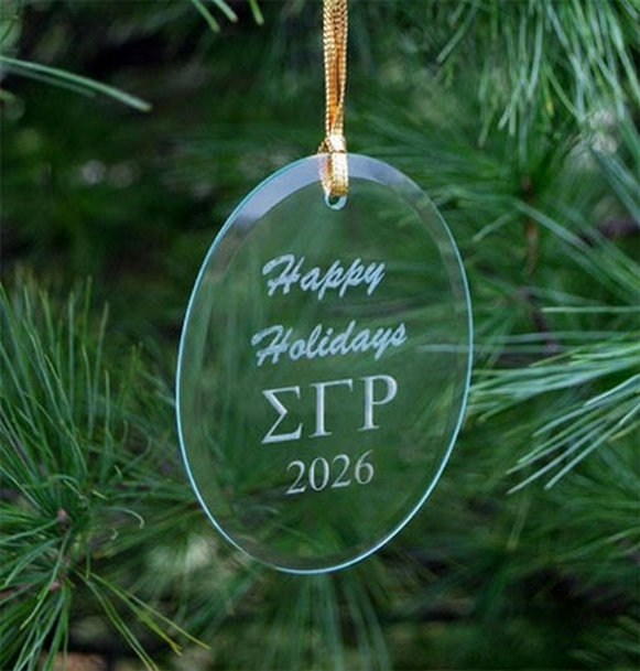 Sigma Gamma Rho Holiday Glass Oval Ornaments - 2026