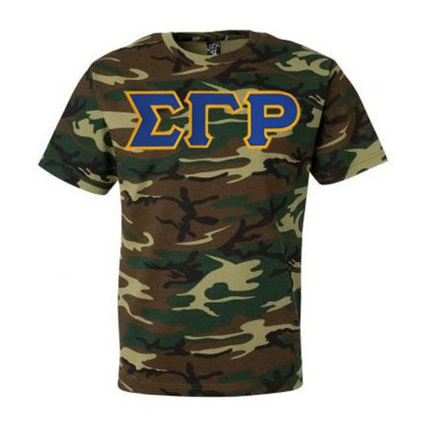 DISCOUNT-Sigma Gamma Rho Lettered Camouflage T-Shirt