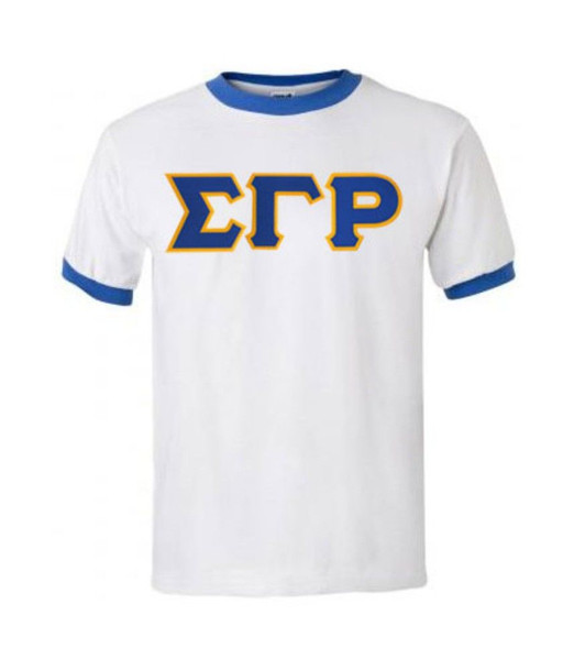 DISCOUNT-Sigma Gamma Rho Lettered Ringer Shirt