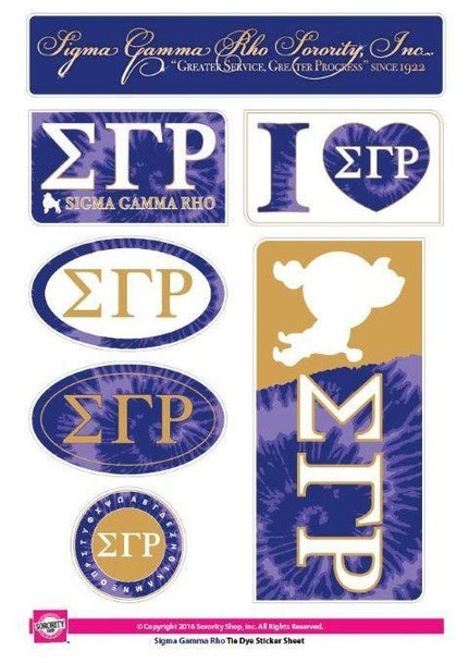 Sorority Shop Sigma Gamma Rho Tie Dye Stickers 