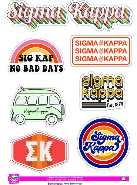 Sorority Shop Sigma Kappa Retro Sticker Sheet 