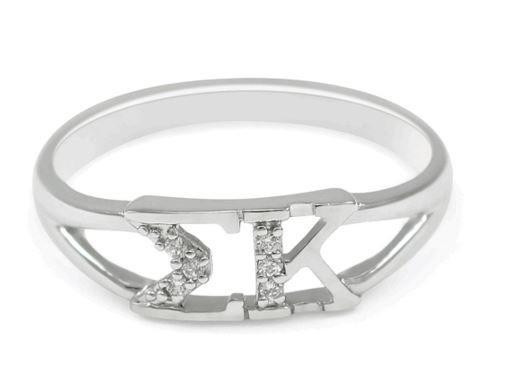 TCS Sigma Kappa Sterling Silver Ring set with Lab-Created Diamonds 