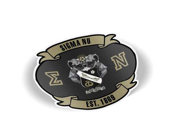  Sigma Nu Banner Crest - Shield Decal 