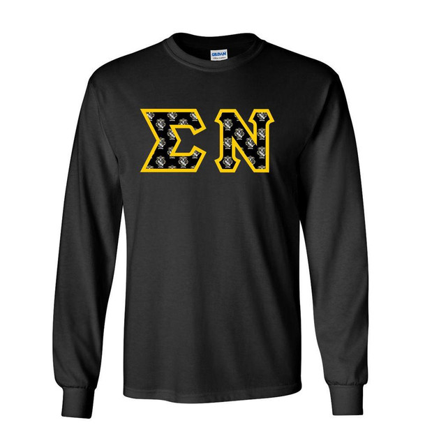 Sigma Nu Fraternity Crest - Shield Twill Letter Longsleeve Tee 
