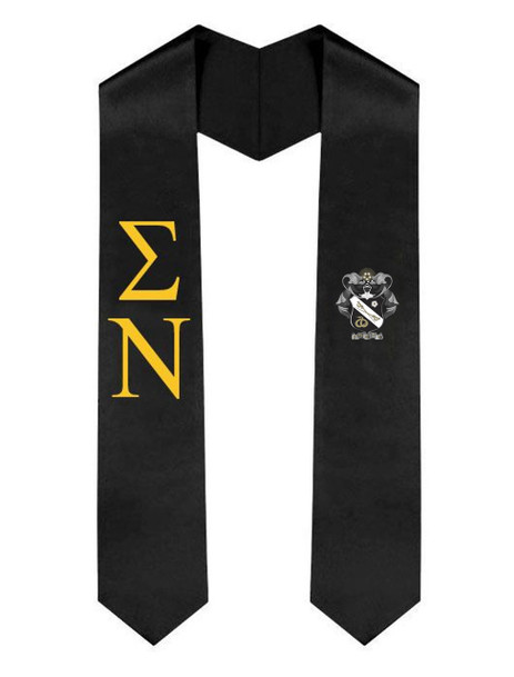 Sigma Nu Greek Lettered Graduation Sash Stole With Crest