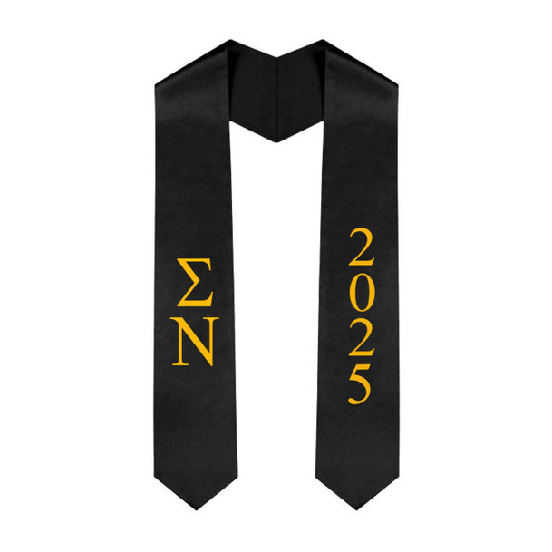  Sigma Nu Greek Lettered Graduation Sash Stole With Year - Best Value 
