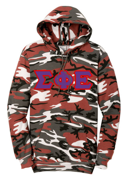 DISCOUNT-Sigma Phi Epsilon Camo Pullover Hooded Sweatshirt