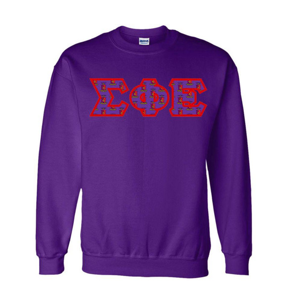  Sigma Phi Epsilon Fraternity Crest - Shield Twill Letter Crewneck Sweatshirt 
