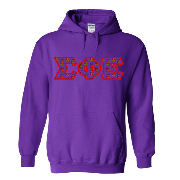 Sigma Phi Epsilon Fraternity Crest - Shield Twill Letter Hooded Sweatshirt