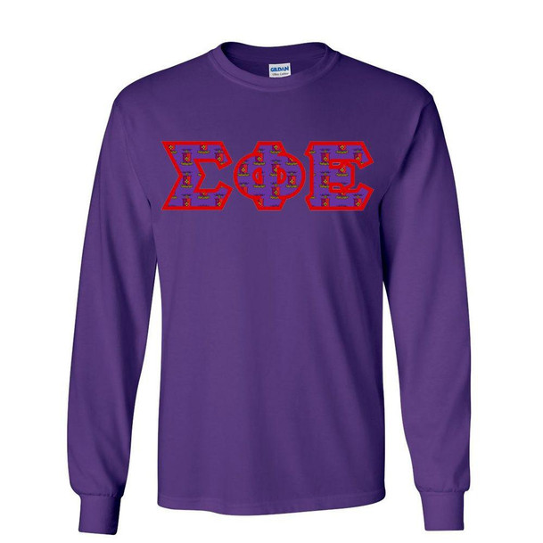  Sigma Phi Epsilon Fraternity Crest - Shield Twill Letter Longsleeve Tee 