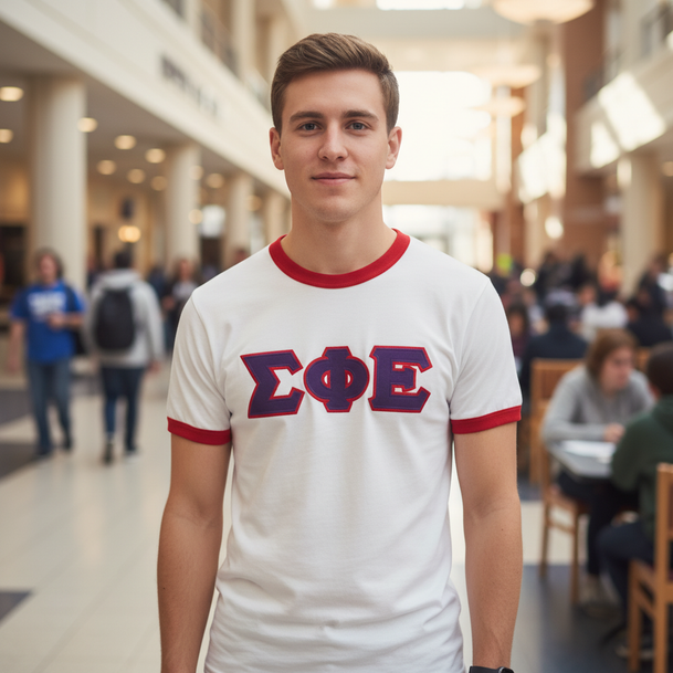 DISCOUNT- Sigma Phi Epsilon Lettered Ringer Shirt