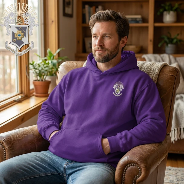 DISCOUNT-Sigma Pi Crest - Shield Emblem Hooded Sweatshirt