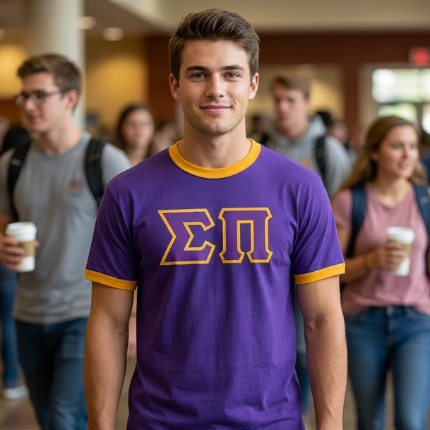 DISCOUNT- Sigma Pi Lettered Ringer Shirt