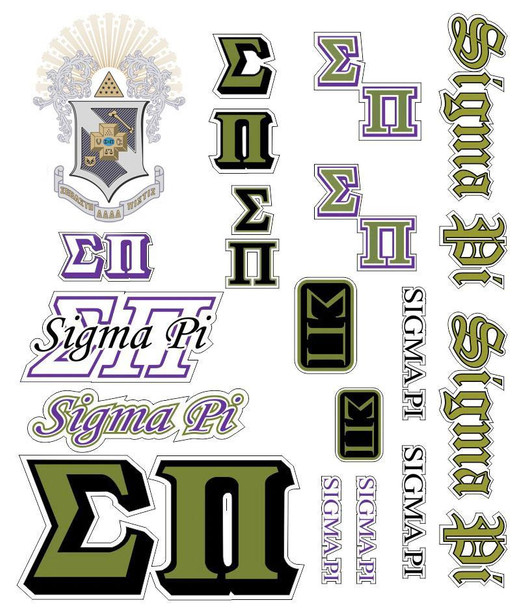  Sigma Pi Multi Greek Decal Sticker Sheet 