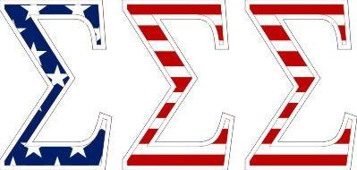  Sigma Sigma Sigma American Flag Greek Letter Sticker - 2.5" Tall 