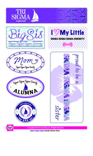 Sigma Sigma Sigma Family Sticker Sheet