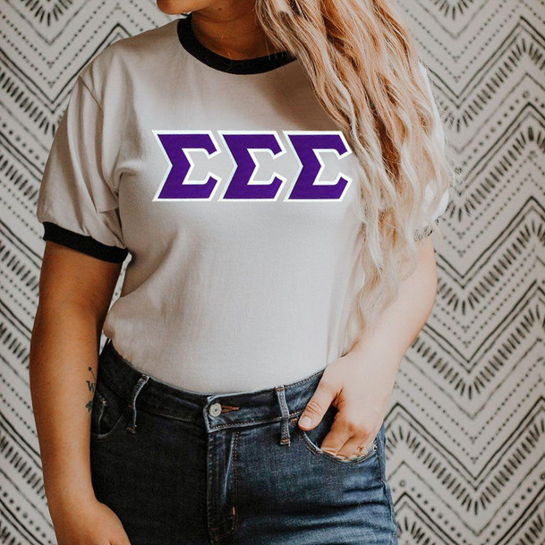  DISCOUNT-Sigma Sigma Sigma Lettered Ringer Shirt 