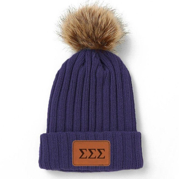 Sorority Shop Sigma Sigma Sigma Pom Pom Beanie Hat 