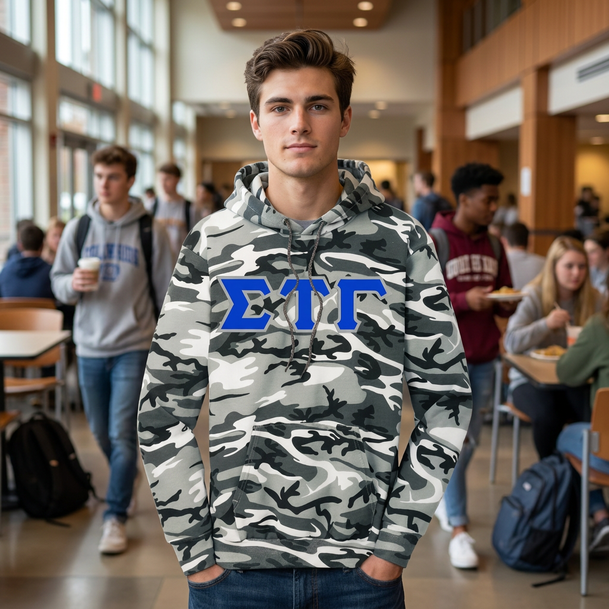 DISCOUNT-Sigma Tau Gamma Camo Pullover Hooded Sweatshirt