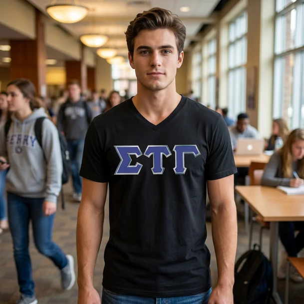 DISCOUNT- Sigma Tau Gamma Lettered V-Neck T-Shirt