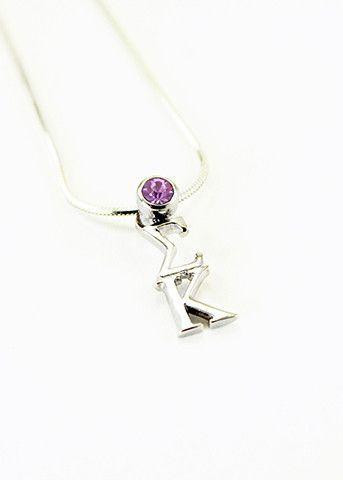 TCS Sigma Kappa Sterling Silver Lavaliere Pendant with Swarovski™ Lavendar Crystal 