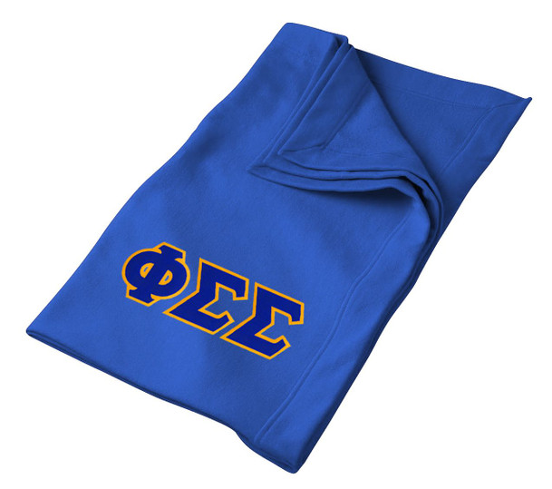 DISCOUNT-Phi Sigma Sigma Lettered Twill Sweatshirt Blanket