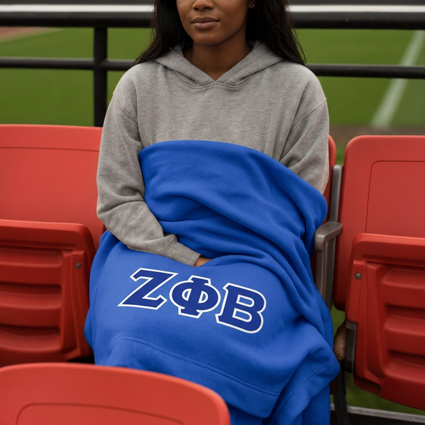 DISCOUNT-Zeta Phi Beta Lettered Twill Sweatshirt Blanket