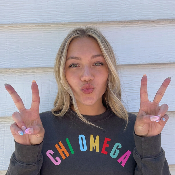 Comfort Colors Sorority Rainbow Arch Crew Sweatshirt
