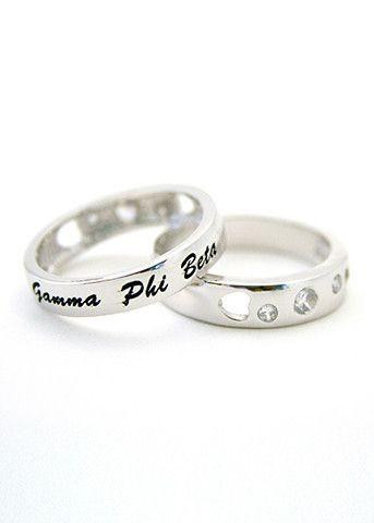 TCS Sterling silver thin-band ring with 3 CZs and enameled cursive writing 