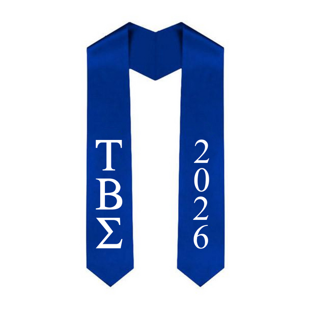 Tau Beta Sigma Greek Lettered Graduation Sash Stole With Year - Best Value