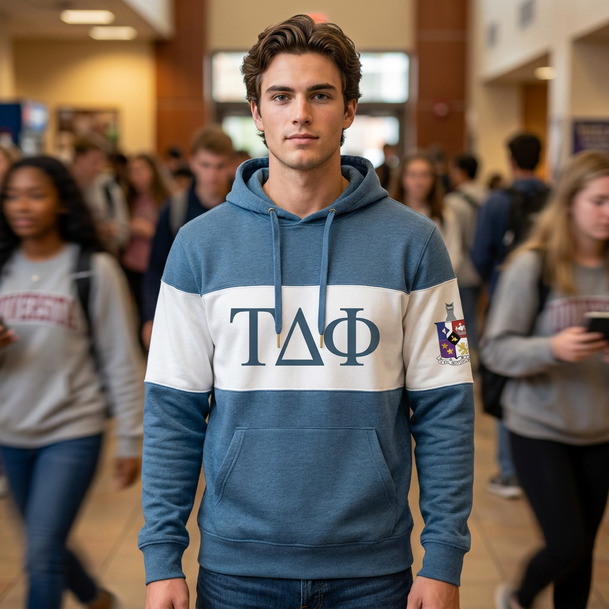 Tau Delta Phi Ivy League Hoodie W Crest On Left Sleeve