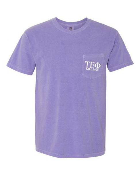  Tau Epsilon Phi Greek Letter Comfort Colors Pocket Tee 