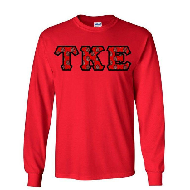  Tau Kappa Epsilon Fraternity Crest - Shield Twill Letter Longsleeve Tee 
