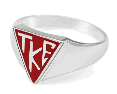 TCS Tau Kappa Epsilon House Plate Ring (Red) 