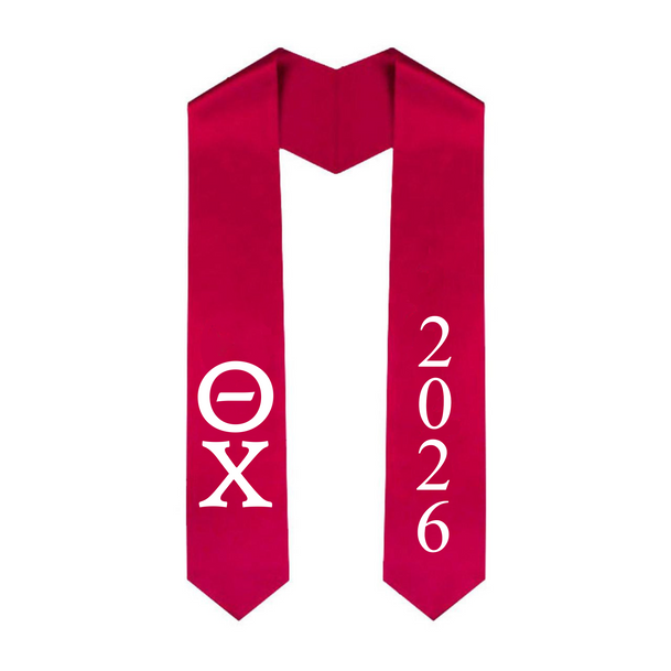 Theta Chi Greek Lettered Graduation Sash Stole With Year - Best Value